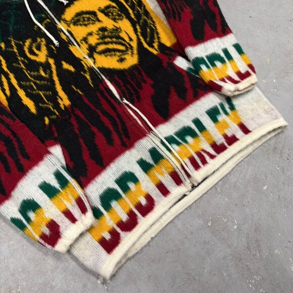 Vintage Artesanias Tuntaquimba Bob Marley Wool Knit Hoodie Hand Made Zip Medium - Picture 4 of 10